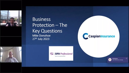 Business Protection - THE KEY QUESTIONS with Mike Donohoe of Caspian Insurance on 27th July 2023